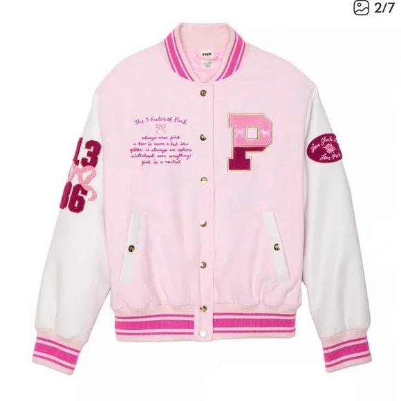 🎀🌸🩷🎀 VS LOVE SHACK FANCY VARSITY JACKET🎀🌸🩷🎀 - Picture 6 of 6